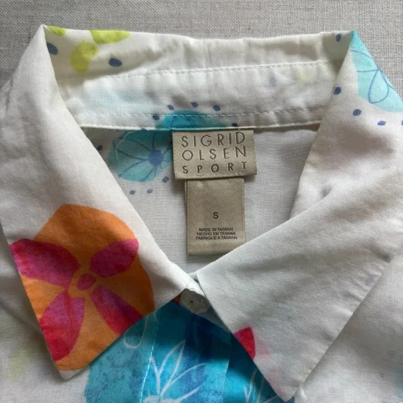 Sigrid Olsen Sport Maui Waves Floral Shirts Women’s Small S - Picture 3 of 6